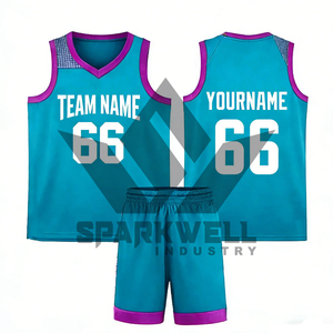 Conjunto de camiseta de baloncesto personalizada para adultos, cuello en V rojo, sin mangas, 100% poliéster, sublimada, que absorbe la humedad, nombre del equipo 66 - Product Image 2