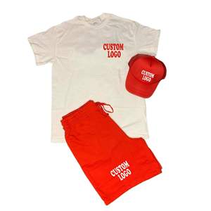 Ensemble 2 pièces décontracté d'été en 100 % coton respirant, t-shirt et short, grandes tailles pour hommes - Vente en gros - Product Image 1