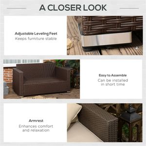 Set di Mobili da Esterno in Rattan PE Impermeabile con Cuscini Lavabili per Giardini, Cortili e Impianti Sportivi - Product Image 6