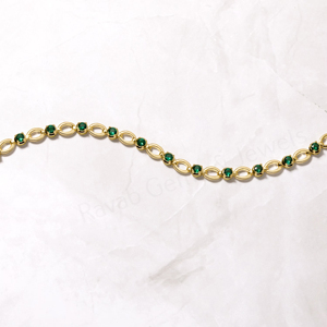 Pulsera de Cadena con Eslabones y Circonita Verde de 5mm, Chapada en Oro de 18K sobre Plata 925, Joyería Fina para Mujer, Uso Diario, Regalo - Product Image 4