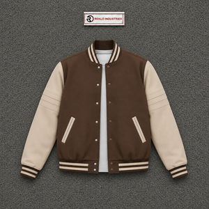 Chaqueta Varsity de Lana Marrón Premium para Hombre, Estilo Casual, 100% Lana, Cuello Camisero, Corte Regular, Invierno, con Calefacción - Product Image 5