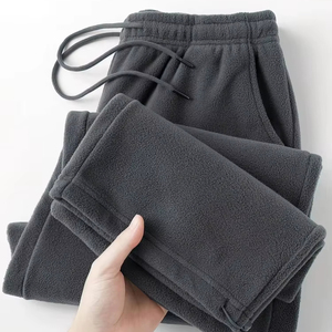 Men's <b>Olive</b> <b>Green</b> Fleece Sweatpants Drawstring Elastic Waist Casual Knitted Winter Pants Street Style <b>Trousers</b> Drawstring - Product Image 5