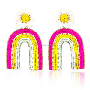 Pendientes de Aro con Cuentas de Arcoíris, Hechos a Mano, Coloridos, Modernos, Joyería de Moda, Tamaño Personalizado para Mujeres y Niñas, Festivales - Product Image 6