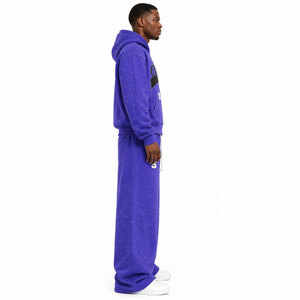 Nouveauté 2027 – Vente en gros de sweats à capuche et pantalons de survêtement surdimensionnés pour hommes, grandes tailles, avec broderies et patchs effet usé - Product Image 4