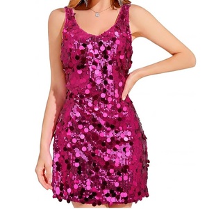 Servicio Mayorista OEM ODM: Vestidos de Noche Sexys con Lentejuelas Brillantes para Fiesta, Vestidos Halter sin Mangas con Pedrería - Product Image 1