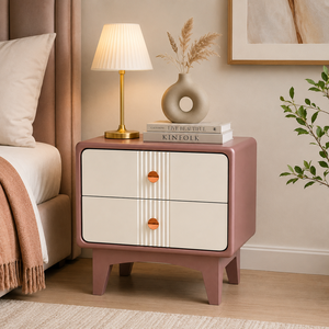 Wood Nightstand Two Drawer <b>Bedside</b> <b>Table</b> Small End <b>Table</b> Bedroom Decor Contemporary Nightstand Cabinet Housewarming Tabletop - Product Image 4