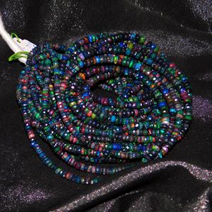 Perles rondes facettées en opale noire éthiopienne Lustre, 3-5 mm, 4-6 mm, 3-4 mm, Welo Flashy Fire, 16 pouces, 33 carats, certifiées par un tiers - Product Image 2