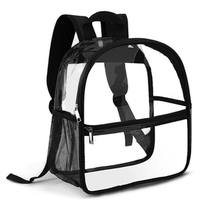 Clear PVC <b>Backpack</b> With Mesh Pockets Zipper Closure Unisex Waterproof School Bag Minimalist Style Shoulder Strap - Product Image 4
