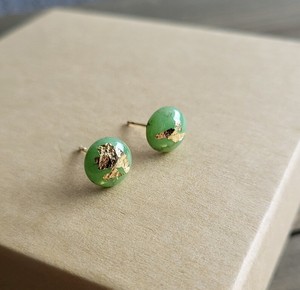 Handmade Green <b>Resin</b> Stud Earrings With Gold Leaf Round Shape Jewelry <b>Resin</b> <b>Crafted</b> gift for her <b>Resin</b> Round Beads - Product Image 1