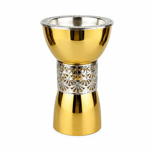 Quemador de incienso de latón hecho a mano con banda de filigrana plateada, Mabkhara árabe, incensario de Oud Bakhoor de Oriente Medio para decoración de Ramadán y Eid. - Product Image 1