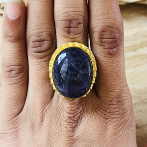 Trendy Wholesale Brass <b>Ring</b> Blue Sun Stone <b>Gold</b> Plated <b>Ring</b> Ethnic Tribal Statement <b>Ring</b> <b>Cocktail</b> Wholesale <b>Ring</b> For Women - Product Image 5