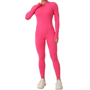 Monos de manga larga para mujer, transpirables, con leggings de yoga, de una pieza, acolchados, con aberturas, para gimnasio y ropa deportiva. - Product Image 1