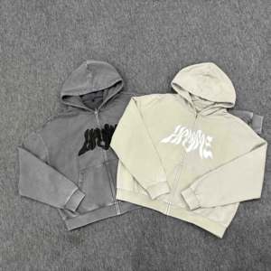 Fashion Streetwear Wholesale Oversized 500gsm Loose Custom Vintage Y2k Washing <b>Sun</b> Faded Zip Distressed 100% Cotton Hoodies - Product Image 1