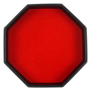 Bandeja profesional personalizada para dados con logo, de cuero PU octogonal negro y terciopelo rojo, para el juego Shake the Elbows - Product Image 4