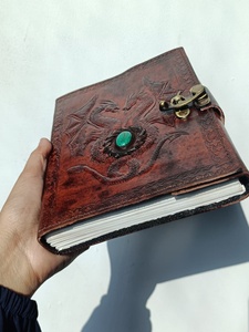 Double Dragon Vintage Handmade Leather Notebook Journal Stone C <b>Lock</b> 5x7 Inches Hardcover 200 Pages Stylish Gift for Students - Product Image 6