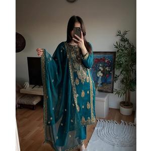 Ensemble Kurti 3 Pièces de Qualité Supérieure pour Femme, Style Soirée, avec Dupatta, Pantalon Palazzo, Infroissable, Réversible, Extensible, Séchage Rapide - Product Image 1