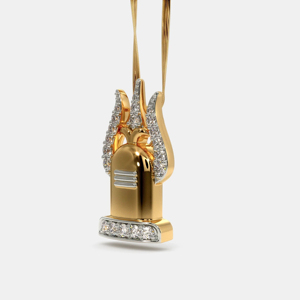 Collar de Lujo con Colgante de Campana de Oro de 24K y Diamantes Redondos de Corte Brillante con Engaste en Canal, Cadena de Serpiente Unisex para Uso Diario - Product Image 1