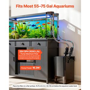 Filtro Esterno per Acquario a 2 Stadi con Pompa Potente da 264 GPH, Circolazione Silenziosa dell'Acqua, Imballaggio Personalizzato, Macchina per Pulizia Medi - Product Image 2