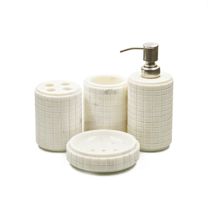 Designer Marble Bathroom <b>Accessories</b> Set Four Piece Finish Waterproof Durable Luxury Home Decor Made in India at Factory Price - Product Image 2