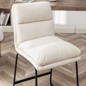 Set di 2 sgabelli da bar imbottiti Milos da 26 pollici, altezza bancone, bianco vaniglia - Product Image 5