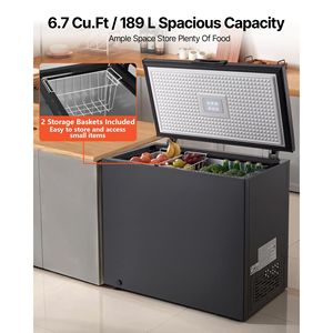 Congelador Compacto de 6.7 Pies Cúbicos con 2 Cestas Extraíbles Ajustables, Congelador Vertical con Puerta Superior Abatible - Product Image 3