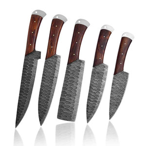 Juego completo de cuchillos de cocina de acero de Damasco con estilo moderno y uso cómodo para cocinas domésticas y de restaurantes. - Product Image 4
