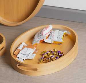 Elegant Oval Bamboo Serving Tray Set Handles Scenic Pattern Modern Design-Eco-Friendly Platters for Catering Hospitality. - Product Image 2