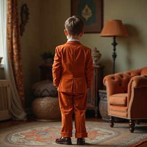Custom Boys Burnt Orange 3 Piece Suit Formal Wedding <b>Ring</b> Bearer Party Blazer Vest Pants Set - Product Image 3
