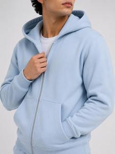 Sweat-shirt à capuche zippé pour homme, couleur claire, coupe classique, 100% coton molletonné, avec poche, style streetwear décontracté, tendance, vente chaude - Product Image 2