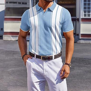 Mens <b>Short</b> Sleeve Casual Knit Polo Shirt Vintage Golf T Shirts <b>Old</b> Money Tops Comfortable Soft Cotton Classic Button Polo Casual - Product Image 3