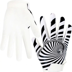 Gants de football américain personnalisés OEM pour receveur, à doigts complets, en cuir synthétique respirant, avec fermeture auto-agrippante et grip adhérent, unisexe - Product Image 1
