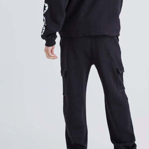 Men's Black Hooded <b>Tracksuit</b> Full Zip Cotton Streetwear With <b>Pink</b> Letter Print And Side Pockets Loose Fit Autumn Wear - Product Image 4