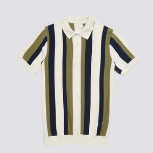 Men's Knitted <b>Striped</b> <b>Polo</b> <b>Shirt</b> Short Sleeve Regular Fit Preppy Style Color Blocked Pattern - Product Image 6