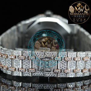 Reloj de Pulsera Phoenix Enterprise Moissanite Iced Out de Acero Inoxidable para Hombre, Color Oro Rosa, Estilo Hip Hop, Analógico, Mecánico, 42 mm - Product Image 2