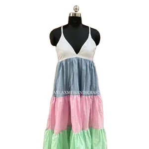 Дизайнерское индийское хлопковое платье ручной работы, оптовая продажа, многоцветное платье с карманами, летнее платье без рукавов, женский подарок для H