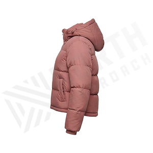 Veste matelassée à capuche pour femme, coupe-vent d'hiver, manches longues, couleur unie, fermeture éclair, rembourrage épais en polyester, longueur courte - Product Image 3