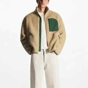 Veste polaire Sherpa épaisse pour homme, col montant en laine d'agneau, fermeture éclair, sweat-shirt tendance OEM pour l'hiver - Product Image 1