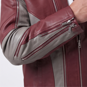 Men Vintage Genuine Leather <b>Jacket</b> Motorcycle Fashion Biker Coat Men's Stand Collar Chest Pocket Leather <b>Jackets</b> Mens - Product Image 4