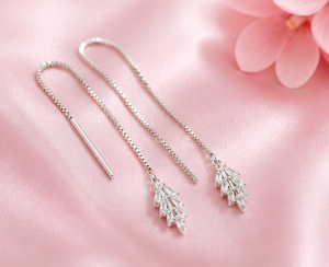Pendientes Largos de Plata de Ley 925 con Cadena, Pendientes de Hilo Sui Dhaga, Joyería Minimalista de Moda para Mujer - Product Image 3