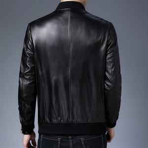 Chaquetas de Cuero Personalizadas para Hombre, Chaqueta de Motociclista de Cuero Genuino, Impermeable y Resistente al Viento, Estilo Bomber, Moda Urbana - Product Image 3