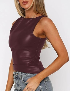 Camisetas deportivas cortas de punto acanalado para mujer al por mayor, camisola con cuello cuadrado, tirantes finos, top casual para gimnasio y fitness - Product Image 1