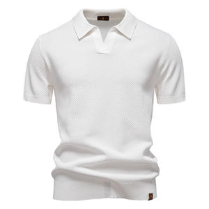 Suéter de Negocios de Manga Corta para Hombre de Lana a Rayas de Piña de Alta Calidad con Cuello Gaviota para Camiseta - Product Image 3