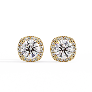 Solitaire Halo Stud Martini Screw <b>Back</b> <b>Earrings</b> Cut Lab Grown Diamond IGI Certified 18K Pure Gold Rhodium Plated Luxury Wedding - Product Image 2