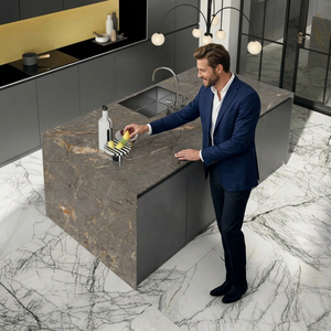 Carreaux de dalle en porcelaine brillante gris Santona Aramani 1600x3200mm pierre frittée pour grandes dalles extérieures - Product Image 6