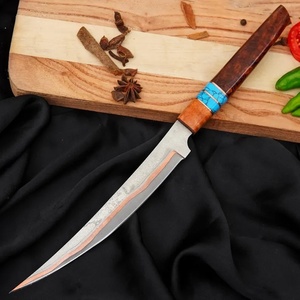 Couteau à filet en cuivre Damas de UA Supplies avec manche en bois de rose et incrustation de pierre turquoise, couteaux de pêche personnalisables OEM ODM - Product Image 4
