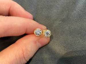 Classic Round Cut 6MM Moissanite Dainty <b>Stud</b> Earrings 925 <b>Silver</b> With Yellow Plated for Unisex Daily Wear Floral Style Earring - Product Image 3