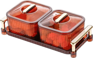 2-Piece Rectangular Food Storage Container Set Handles Light Luxury Design Sustainable <b>Plastic</b> Plaid Pattern Airtight Leak - Product Image 3