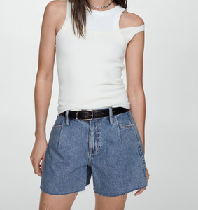 Shorts de Mezclilla de Cintura Alta para Mujer, con Dobladillo Deshilachado, Casuales, para Uso Diario en Verano, Producción Personalizada con Etiqueta Privada, Shorts de Mezclilla Premium para Mujer - Product Image 6