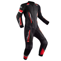 Traje de Motocicleta de Cuero Personalizado para Hombre, Negro y Rojo, Mono de MotoGP con Protectores Homologados CE, Traje de Carreras de Cuero para Motocicleta