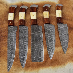 High Quality Damascus Steel Kitchen <b>Knife</b> <b>Set</b> 5PCS Handmade Chef <b>Knives</b> Wooden Handle Restaurant Cooking Tools 5-Piece <b>Sharp</b> - Product Image 6